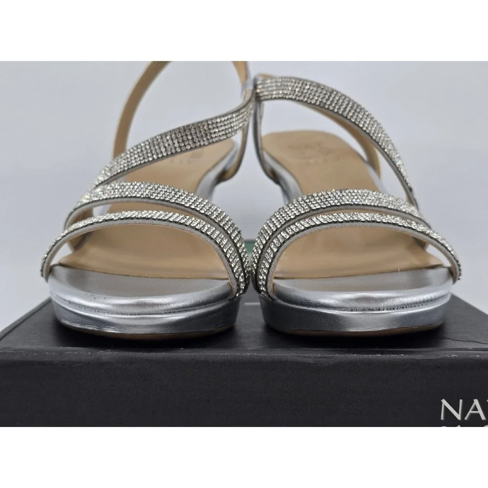Naturalizer Silver Rhinestone Slingback Sandals